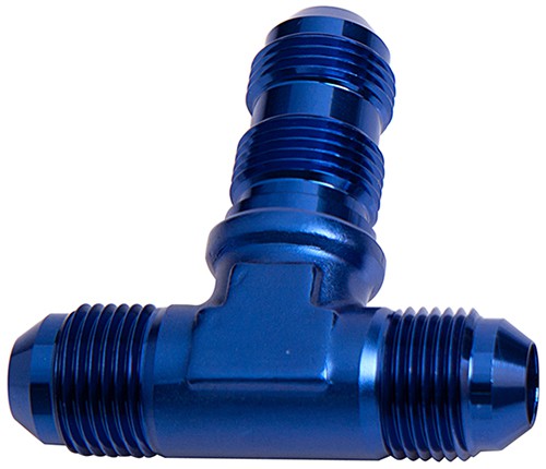 Bulkhead AN Tee -8AN - Blue Finish. Bulkhead Nuts Sold Separately