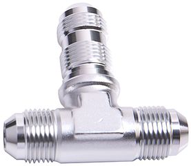 Bulkhead AN Tee -10AN - Silver Finish. Bulkhead Nuts Sold Separately