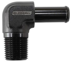 Male NPT to 90 Deg AN Hose Barb - 3/8" NPT to -8 100/450 series Hose, Black Finish