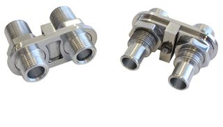 Billet 2 Port A/C Bulkhead (Polished) - 2 x #10 (5/8 rear Push-on fittings for heater)