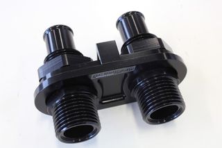 Billet 2 Port A/C Bulkhead (Black) - 2 x #10 (5/8 rear Push-on fittings for heater)