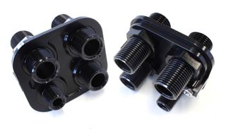 Billet 4 Port A/C Bulkhead (Black) - Square 3 x #10, 1 x #6