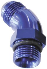 45° ORB to Male AN Full Flow Adapter -12 ORB to -10AN - With Jam Nut, Blue Finish