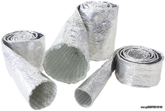 Aluminised Heat Sleeve - 2-1/8" to 2-1/2" I.D. 3ft (1m),  withstands 500°F direct heat, silver finish