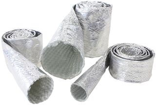 Aluminised Heat Sleeve - 1/4" to 1/2" I.D. 12ft (3.7m),  withstands 500°F direct heat, silver finish