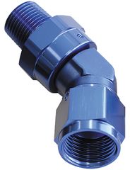 45° NPT Swivel to Male AN Flare Adapter 1/4" to -8AN -  Blue Finish