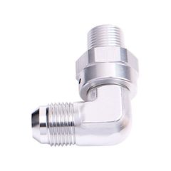90° Male NPT to Female AN Adapter 1/4" to -4AN -  Silver Finish