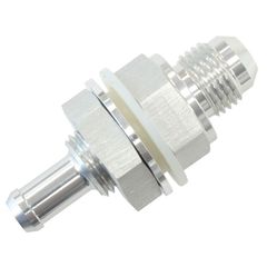 Fuel Cell Bulkhead Fitting -6AN to 3/8" Barb - Silver Finish