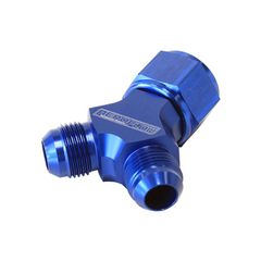 Y-Block with Female Swivel -10AN Inlet to 2 x -8AN Outlets - Blue Finish