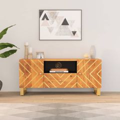 Έπιπλο Τηλεόρασης Καφέ/Μαύρο 105x33,5x46 εκ. Μασίφ Ξύλο Μάνγκο 356797