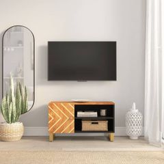 Έπιπλο Τηλεόρασης Καφέ/Μαύρο 80x31,5x46 εκ. Μασίφ Ξύλο Μάνγκο 356798