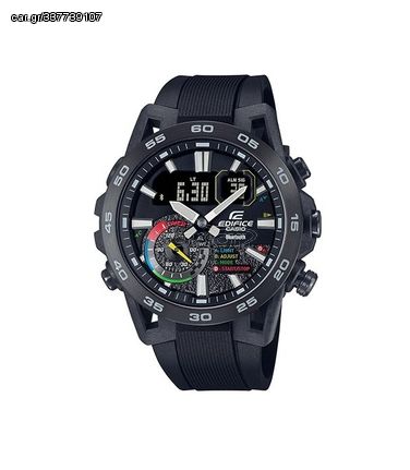 Casio  Edifice ECB-40MP-1AEF Ρολόι Χρονογράφος Μπαταρίας με Μαύρο Καουτσούκ Λουράκι