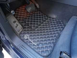 Πατάκια Δερματίνη Καπιτονέ VW Touareg 2003-2018 Κουμπώματα Σήματα Set Δωρεάν Αποστολή