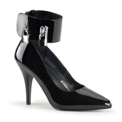 Pleaser women's high heels pumps black patent with 4 locks VANITY-434