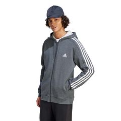 adidas Sportswear Men's 3Stripes Fleece Full-Zip Hoodie Γκρι Σκούρο IJ6480 (adidas Sportswear)