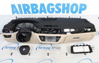 Σετ αερόσακου - Ταμπλό δερμάτινο καφέ καπουτσίνο ραφή HUD BMW 7 σειρά G11 G12 (2015-σήμερα)