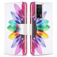 Θήκη Xiaomi Poco F5 Pro 5G OEM Colorful Petals με βάση στήριξης, υποδοχές καρτών και μαγνητικό κούμπωμα Flip Wallet από συνθετικό δέρμα και TPU