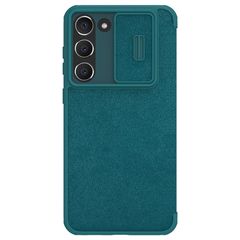 Θήκη Samsung Galaxy S23 NiLLkin Qin Pro Series με προστασία για την κάμερα, Flip Wallet από σκληρό πλαστικό με ύφασμα και συνθετικό δέρμα πράσινο