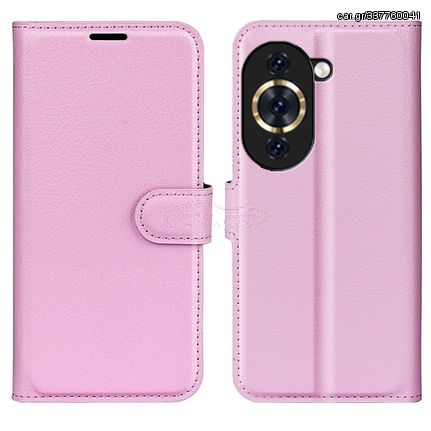 Θήκη Huawei Nova 10 OEM Litchi Skin  Leather με βάση στήριξης, υποδοχές καρτών και μαγνητικό κούμπωμα ροζ