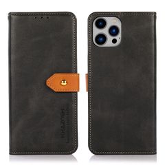 Θήκη iPhone 14 Plus KHAZNEH Leather Wallet Golden Clasp με βάση στήριξης, υποδοχές καρτών και μαγνητικό κούμπωμα μαύρο