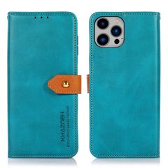 Θήκη iPhone 14 Plus KHAZNEH Leather Wallet Golden Clasp με βάση στήριξης, υποδοχές καρτών και μαγνητικό κούμπωμα μπλε