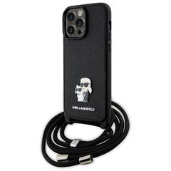 Karl Lagerfeld KLHCP14XSAKCPSK case for iPhone 14 Pro Max 6.7" hardcase - black Crossbody Saffiano Metal Pin Karl