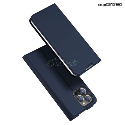 Θήκη iPhone 14 Pro Max Dux Ducis Skin Pro Series με βάση στήριξης, υποδοχή καρτών και μαγνητικό κούμπωμα Flip Wallet από συνθετικό δέρμα και TPU μπλε
