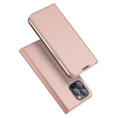 Θήκη iPhone 14 Pro Dux Ducis Skin Pro Series με βάση στήριξης, υποδοχή καρτών και μαγνητικό κούμπωμα Flip Wallet από συνθετικό δέρμα και TPU ροζ