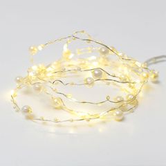 20 LED λαμπάκια με πέρλες 1.2W θερμό λευκό χρώμα φωτός με ασημί καλώδιο χαλκού IP20 & μήκος 2m