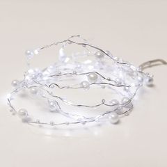 20 LED λαμπάκια με πέρλες 1.2W ψυχρό λευκό χρώμα φωτός με ασημί καλώδιο χαλκού IP20 & μήκος 2m