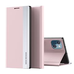 Θήκη iPhone 13 mini New Design Leather Stand Cover από συνθετικό δέρμα ροζ