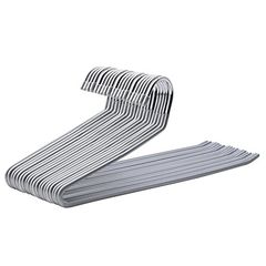 SONGMICS Pack of 20 Metal Trouser Hangers with Open End and Non-Slip Coating, Space Saving, 38 cm Wide, Grey CRI04G-20  SONGMICS