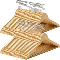 SONGMICS (Maple Wood) 44.5 cm Wooden Adult Wooden Coat Hangers with Trouser Bar (Natural, 50)  SONGMICS