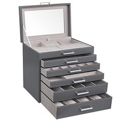 SONGMICS Jewellery Box, Jewellery Organiser, Large Jewellery case, with 6 Layers and 5 Drawers, JBC138G01  SONGMICS