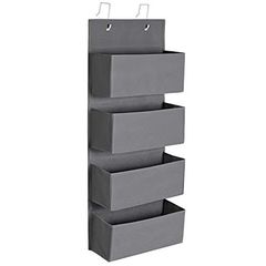 SONGMICS Over-Door Storage with 4 Pockets, Wall Hanging Storage Organiser, Practical and Spacious, for Children’s Room Office Bedroom, 33.5 x 12 x 100 cm, Grey RDH04G  SONGMICS