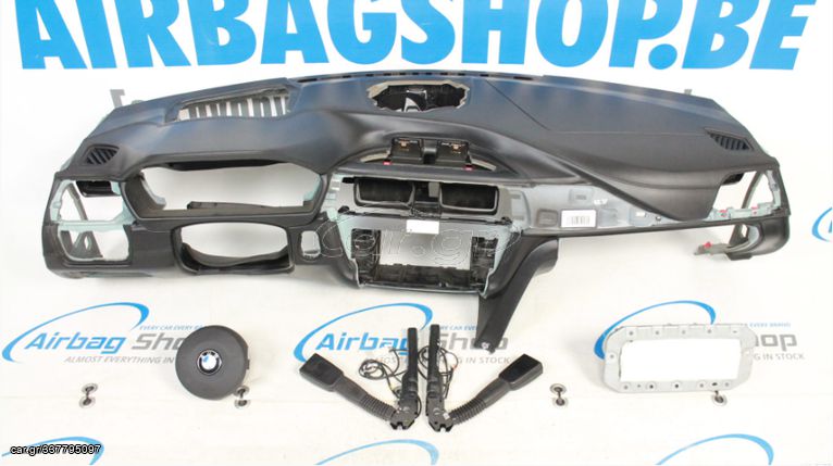 Σετ αερόσακων - Δερμάτινο ταμπλό Μ με HUD και ηχεία και μαύρες ραφές BMW 3 σειράς F30 F31 F34 (2011-2019)