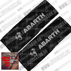 FIAT ABARTH ΜΑΞΙΛΑΡΑΚΙΑ ΖΩΝΗΣ ΤΕΧΝΟΔΕΡΜΑ CUBE ΜΑΥΡΟ - ΑΣΠΡΗ ΚΛΩΣΤΗ -  ΑΣΠΡΑ ΚΕΝΤΗΜΑΤΑ ABARTH ΕΛΛΗΝΙΚΗΣ ΚΑΤΑΣΚΕΥΗΣ ΣΕΤ 2ΤΜΧ
