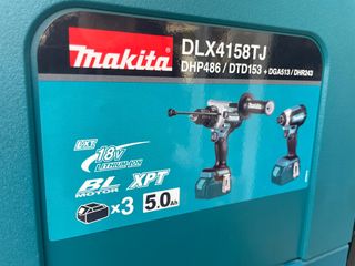 Makita Σετ Γωνιακός Τροχός & Δραπανοκατσάβιδο & Μπουλονόκλειδο & Πιστολέτο 18V με 3 Μπαταρίες-thumb-2