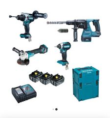 Makita Σετ Γωνιακός Τροχός & Δραπανοκατσάβιδο & Μπουλονόκλειδο & Πιστολέτο 18V με 3 Μπαταρίες-thumb-10