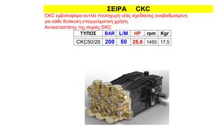 Εμβολοφόρα αντλία πλυστικών UDOR CKC 50/20