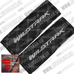 FORD WILDTRAK ΜΑΞΙΛΑΡΑΚΙΑ ΖΩΝΗΣ ΤΕΧΝΟΔΕΡΜΑ CUBE ΜΑΥΡΟ - ΑΣΠΡΗ ΚΛΩΣΤΗ -  ΑΣΠΡΑ ΚΕΝΤΗΜΑΤΑ WILDTRAK ΕΛΛΗΝΙΚΗΣ ΚΑΤΑΣΚΕΥΗΣ ΣΕΤ 2ΤΜΧ