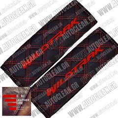 FORD WILDTRAK ΜΑΞΙΛΑΡΑΚΙΑ ΖΩΝΗΣ ΤΕΧΝΟΔΕΡΜΑ CUBE ΜΑΥΡΟ - ΚΟΚΚΙΝΗ ΚΛΩΣΤΗ -  ΚΟΚΚΙΝΑ ΚΕΝΤΗΜΑΤΑ WILDTRAK ΕΛΛΗΝΙΚΗΣ ΚΑΤΑΣΚΕΥΗΣ ΣΕΤ 2ΤΜΧ