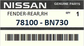 Φτερό πίσω δεξιό NISSAN ALMERA N16 5ΠΟΡΤΟ 2000-2006 #78100BN730