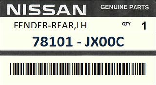 Φτερό πίσω αριστερό NISSAN NV200 M20 4WAGON 2009-2013 #78101JX00C