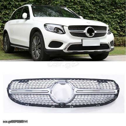 Μάσκα Για Mercedes-Benz GLC-Class X253 19+ Facelift Diamond Look Ασημί/Χρώμιο