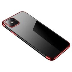 Clear Color case Gel TPU cover with a metallic frame for Xiaomi Redmi Note 11S / Note 11 red