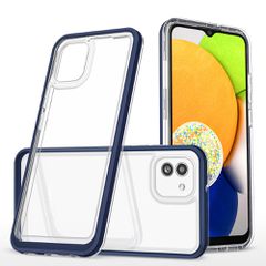 Clear 3in1 case for Samsung Galaxy A03 silicone cover with frame blue