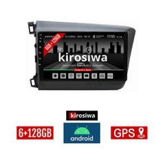 KIROSIWA 6+128GB HONDA CIVIC 4D (2012 - 2016) Android οθόνη αυτοκίνητου 6GB με GPS WI-FI (ηχοσύστημα αφής 9" ιντσών Youtube Playstore MP3 USB Radio Bluetooth Mirrorlink DSP Apple Carplay Android Auto