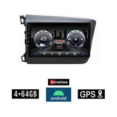 KIROSIWA 4+64GB HONDA CIVIC 4D (2012 - 2016) Android οθόνη αυτοκίνητου 4GB με GPS WI-FI (ηχοσύστημα αφής 9" ιντσών Youtube Playstore MP3 USB Radio Bluetooth Mirrorlink DSP 4x60W Apple Carplay Android