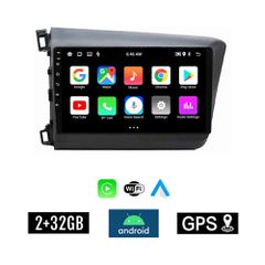 KIROSIWA 2+32GB HONDA CIVIC 4D (2012 - 2016) Android οθόνη αυτοκίνητου 2GB με GPS WI-FI (ηχοσύστημα αφής 9" ιντσών Youtube Playstore MP3 USB Radio Bluetooth Mirrorlink εργοστασιακή, 4x60W, AUX)